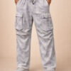 Acid Wash White Cargo Pants