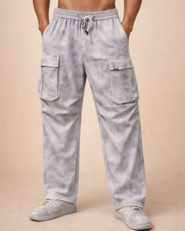 Acid Wash White Cargo Pants