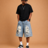 Distressed Denim Bermuda Shorts Distressed Denim Bermuda Shorts