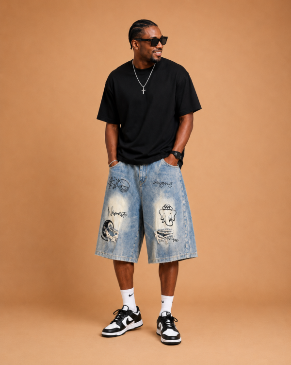 Distressed Denim Bermuda Shorts Distressed Denim Bermuda Shorts