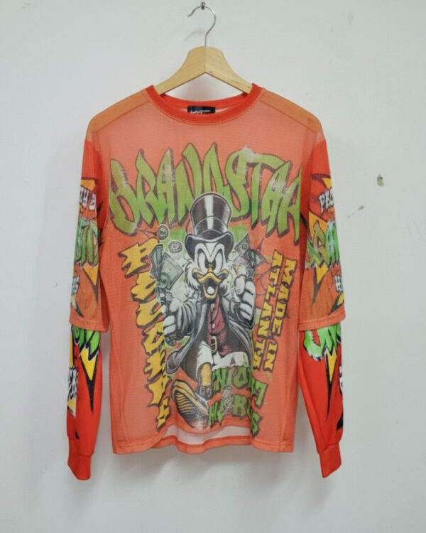 Orange Long Sleeve Mesh Shirt