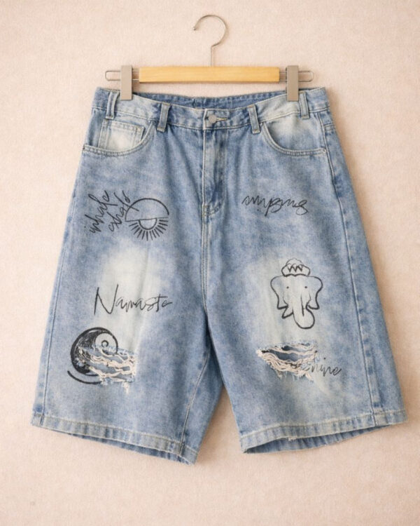 Distressed denim Bermuda shorts Distressed denim Bermuda shorts