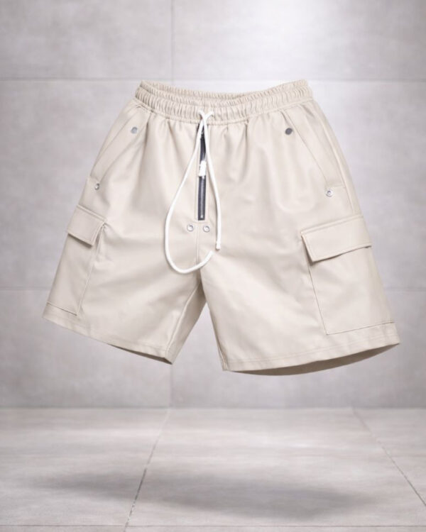 Beige Leather Shorts