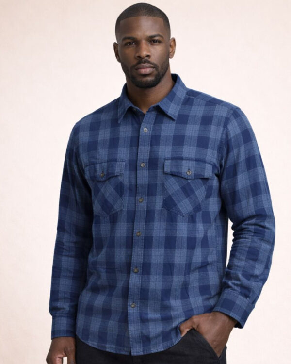 Navy Blue Checkered Shirt