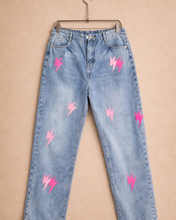 Pink Lightning Patch Jean