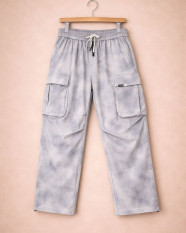 Acid Wash White Cargo Pants