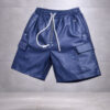 Blue Leather Shorts