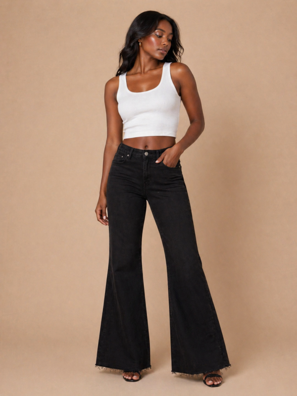 Black Wide Leg Female Jeans