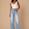Blue Straight Leg Female Jeans
