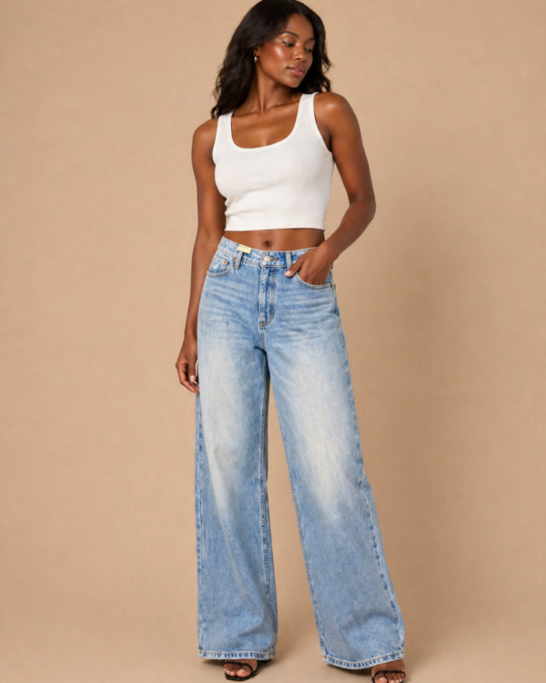 Blue Straight Leg Female Jeans