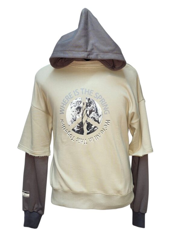 Cream And Grey Hoodie