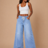 Light Blue Wide Leg Female Jeans