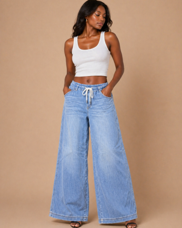 Light Blue Wide Leg Female Jeans