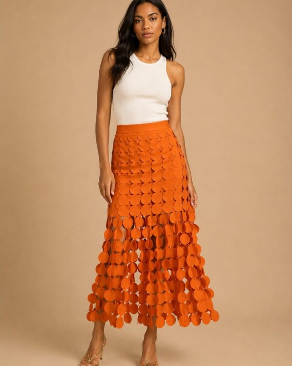 Asako fringe skirt Orange