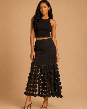 Asako fringe skirt black