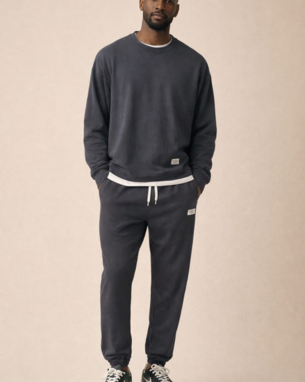 Black Long Sleeved Monotone Two-Piece