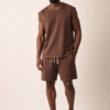 Brown Sleeveless Monotone Two-Piece