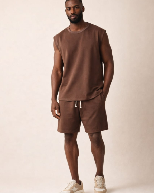 Brown Sleeveless Monotone Two-Piece