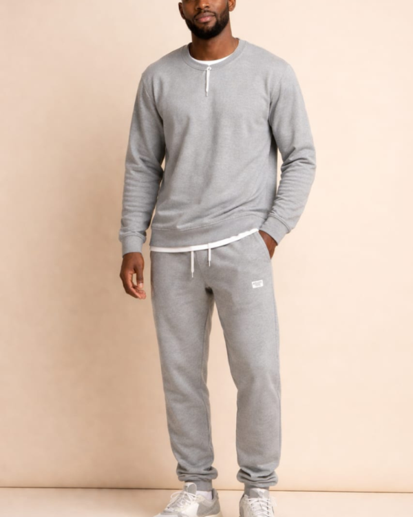 Dark Grey Long Sleeved Monotone Two-Piece