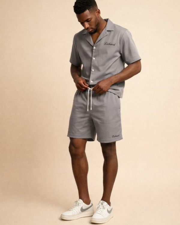 Grey Short Sleeved Monotone Two-Piece